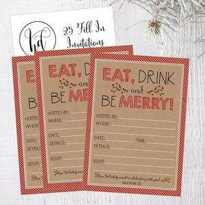 Hadley Designs 25 Invitations Blank Fill In Rustic Woodland Christmas Holiday